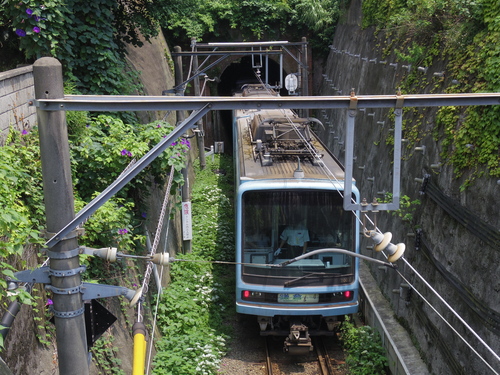 トンネルから電車.JPG